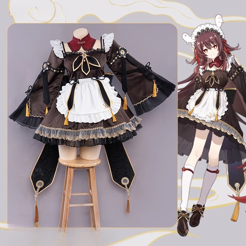 Anime Cosplay Maid - Spiel Genshin Impact Hu Tao Maid