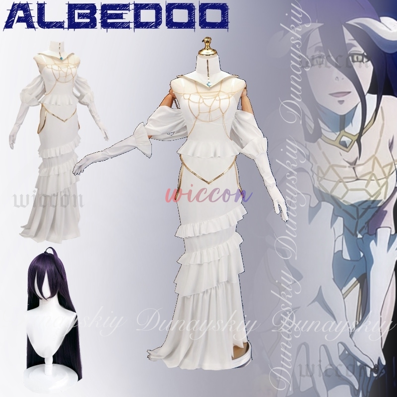 Anime Cosplay Albedo - Overlord Albedo Cosplay Weißes schmales Kleid