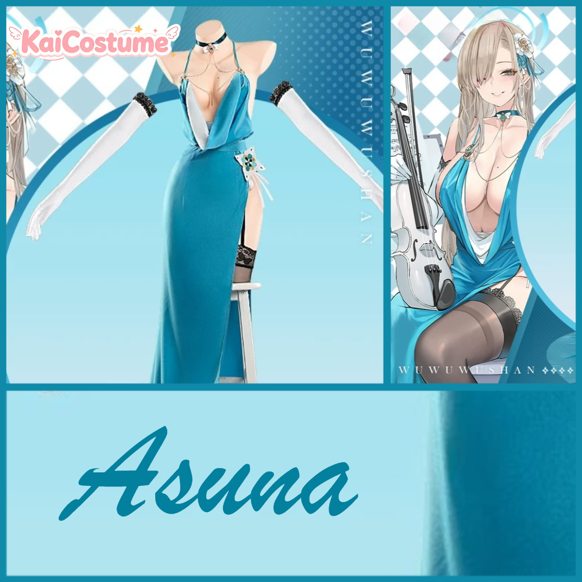 Blue Archive Asuna Abendkleid  – Anime Cosplay Photo Bewertung und Preis